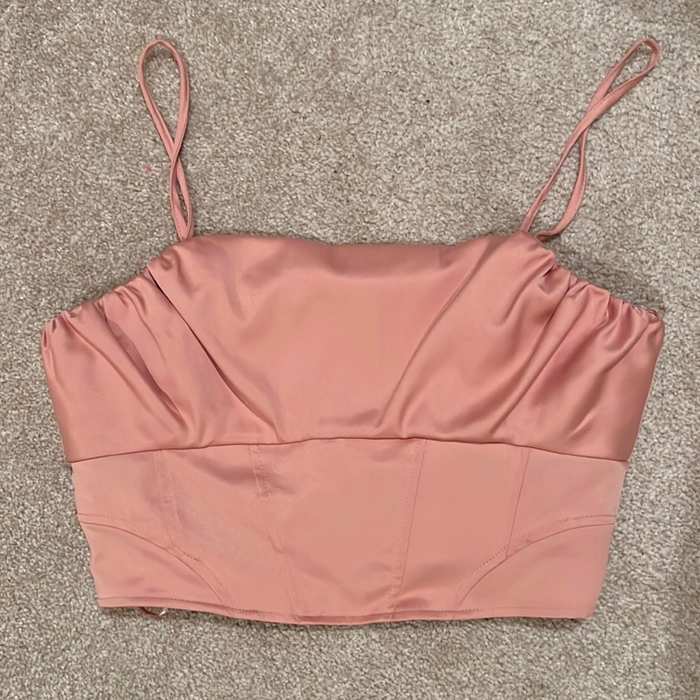 Zara silk-like cropped tank top, size M
